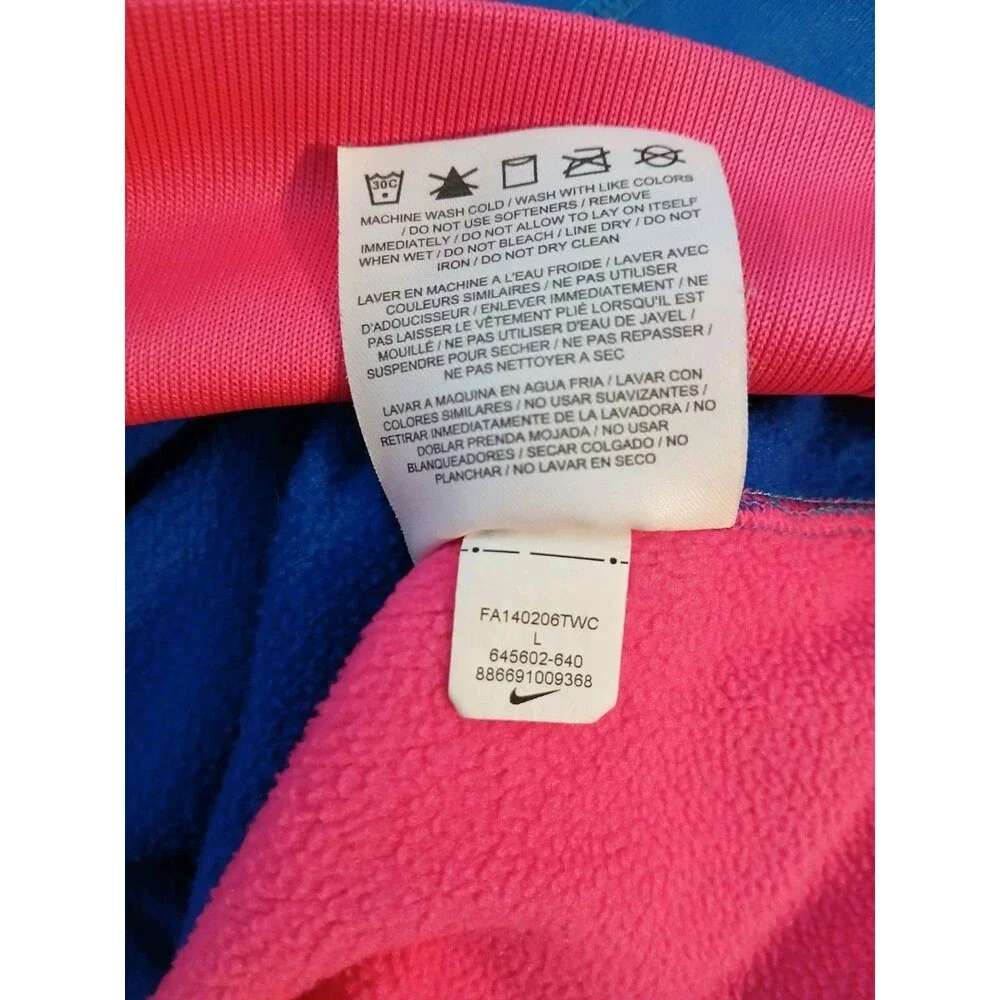 Nike Therma Fit Hoodie Girls Small Pink And Blue Great Condition Sz L
